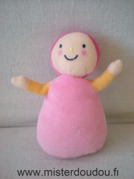 Doudou Bonhomme Moulin roty Rose Étiquette de la marque coupée