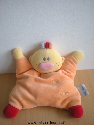 Doudou Bonhomme Nattou Orange avec 2 spirales brodées 