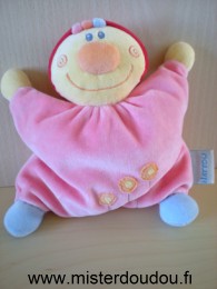 Doudou Bonhomme Nattou Rose bleu bonnet rouge 