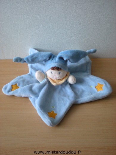 Doudou Lutin Nicotoy Bleu etoiles jaunes 