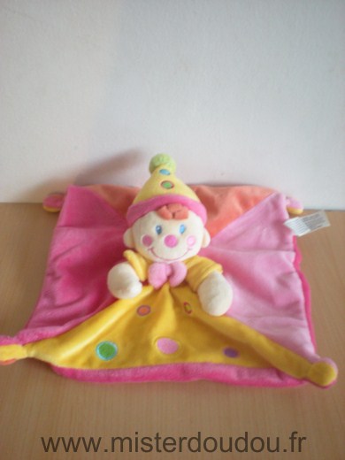 Doudou Clown Nicotoy Clown rose jaune 