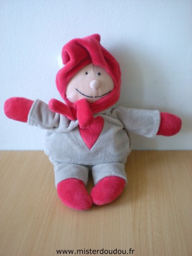 Doudou Bonhomme Sia Gris rouge 