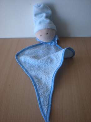 Doudou Bonhomme - marque non connue - Bleu bonnet bleu tissus éponge 