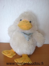 Doudou Canard 0 Ecru orange foulard bleu 
