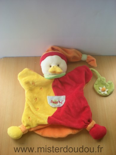 Doudou Canard Baby nat Jaune rouge orange 