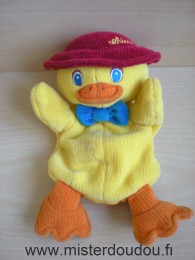 Doudou Canard Chicco Jaune orange chapeau chicco rouge noeud bleu 