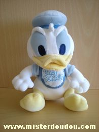 Doudou Canard Disney Blanc bleu jaune bavoir baby donald Donald