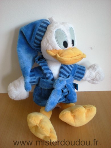 Doudou Canard Disney Donald bonnet peignoir bleu Nicotoy simba