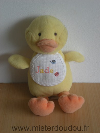 Doudou Canard Dmc Jaune bavoir deja brode jade 