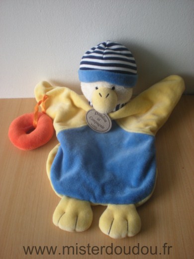 Doudou Canard Doudou et compagnie Gédéon jaune bleu bouée orange 