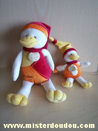 Doudou Canard Doudou et compagnie Rouge orange jaune écru Canard gédéon et bébé