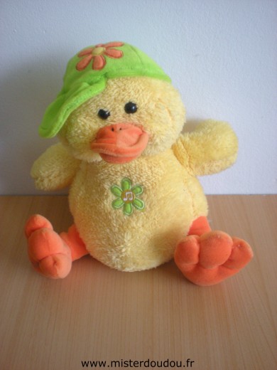 Doudou Canard Gipsy Jaune casquette verte Fait coin coin quand on appuie sur son ventre