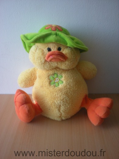 Doudou Canard Gipsy Jaune chapeau vert Fait coin coin quand on appuie sur son ventre