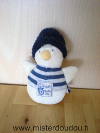 Doudou Canard Moulin roty Ecru bleu gris 