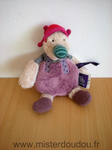 Doudou Canard Moulin roty Mauve les jolis pas beau 