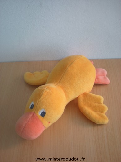 Doudou Canard Nattou Jaune orange Bon état général mais la boite sonore ne fonctionne plus