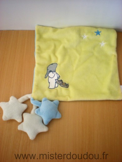 Doudou Carre Babar Jaune bleu etoiles 