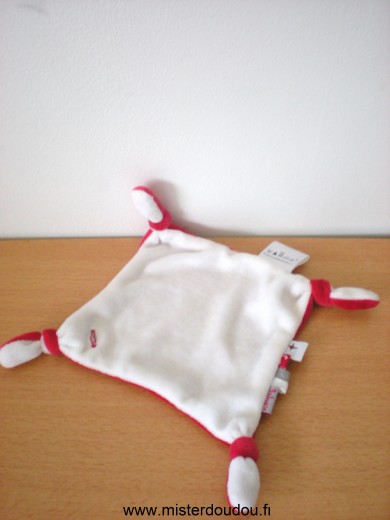 Doudou Carre Babygro Blanc dessous rouge dessus 