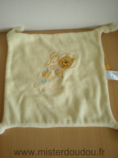 Doudou Carre Disney Jaune winnie pooh abeille 