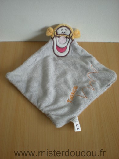 Doudou Carre Disney Tigrou gris 