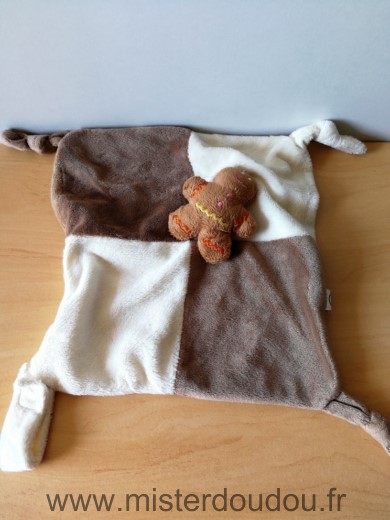 Doudou Carre 0 Beige marron ti biscuit 