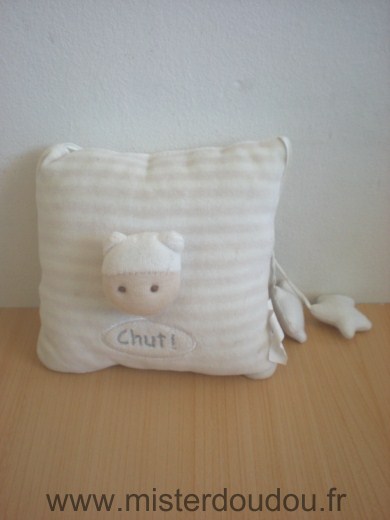 Doudou Carre - marque non connue - Rayé beige blanc tête de mouton 