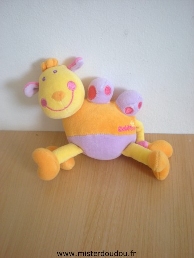 Doudou Chameau Baby sun Jaune orange mauve 