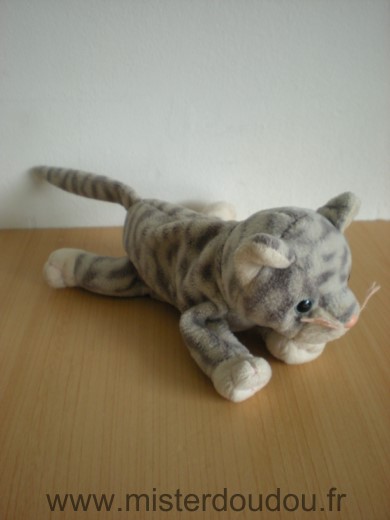 Doudou Chat 0 Gris trigre yeux bleus nez rose 