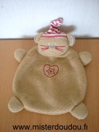 Doudou Chat Absorba Marron coeur rouge 