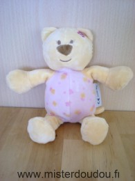 Doudou Chat Amtoys Jaune rose motifs fleurs 