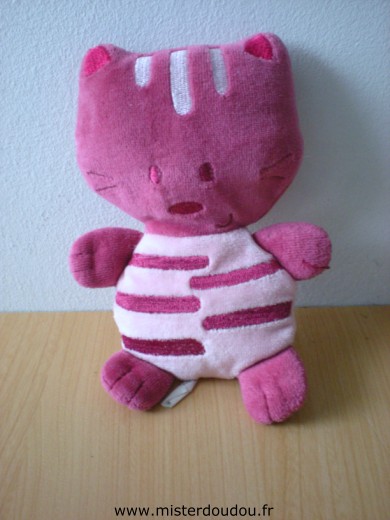 Doudou Chat Auchan Rose mauve 