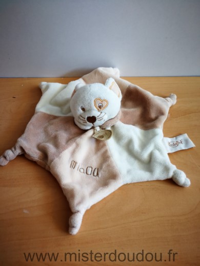 Doudou Chat Baby nat Beige ecru marron miaou 