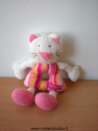 Doudou Chat Baby sun Blanc rose jaune 