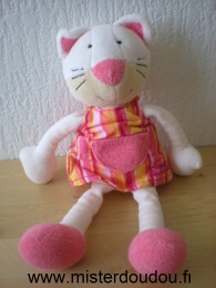 Doudou Chat Baby sun Rose robe rose et orange 