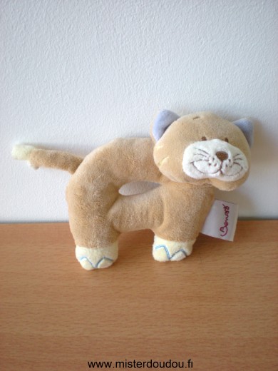 Doudou Chat Bengy Beige jaune mauve 