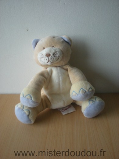 Doudou Chat Bengy Beige mauve ecru 