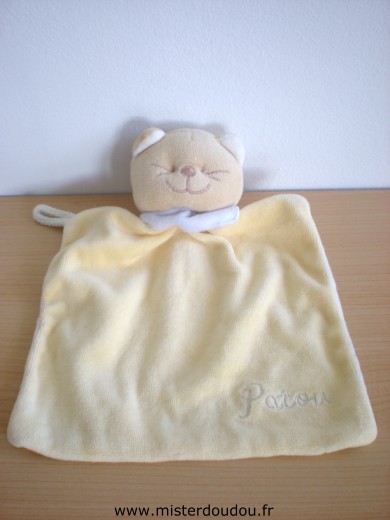 Doudou Chat Bengy Patou jaune foulard mauve 