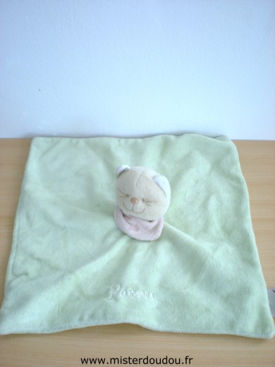 Doudou Chat Bengy Patou vert foulard rose 