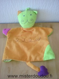 Doudou Chat Bledina Orange vert 