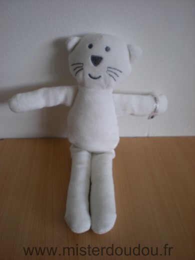 Doudou Chat Bout chou Blanc 