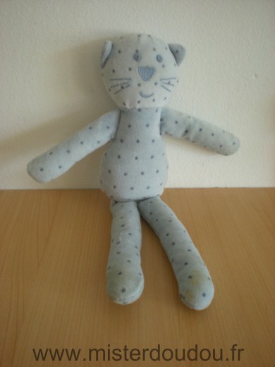 Doudou Chat Bout chou Bleu etoiles bleues 