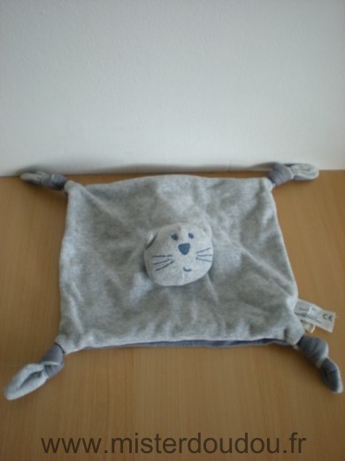 Doudou Chat Bout chou Gris clair et dessous gris fouce 