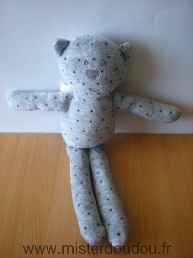 Doudou Chat Bout chou Gris etoiles Taché sur la jambe
