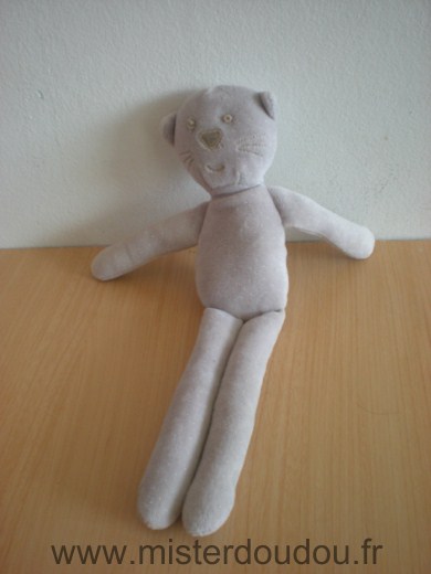 Doudou Chat Bout chou Gris points blancs 