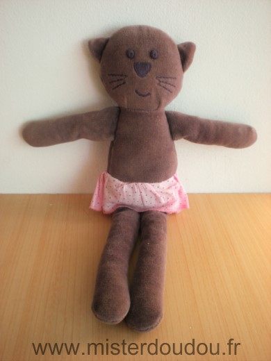 Doudou Chat Bout chou Prune violet jupe rose 