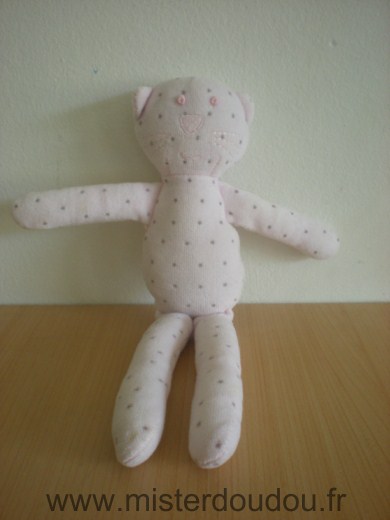 Doudou Chat Bout chou Rose etoiles grises 