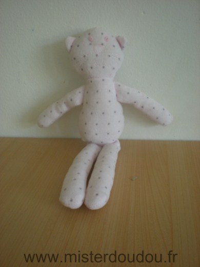 Doudou Chat Bout chou Rose etoiles grises 