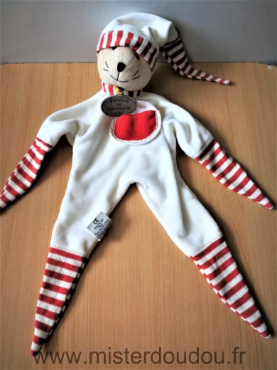 Doudou Chat Doudou et compagnie Blanc rouge chatdoux 