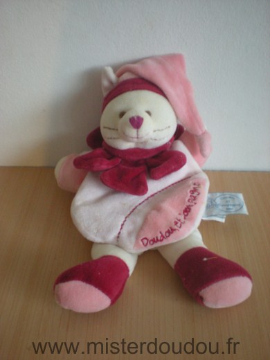 Doudou Chat Doudou et compagnie Minouchette rose mauve 