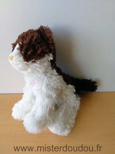 Doudou Chat Gipsy Blanc marron noir 